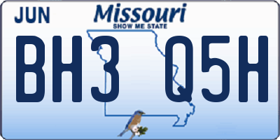 MO license plate BH3Q5H