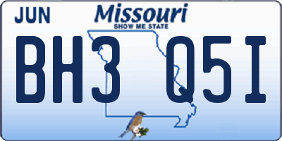MO license plate BH3Q5I