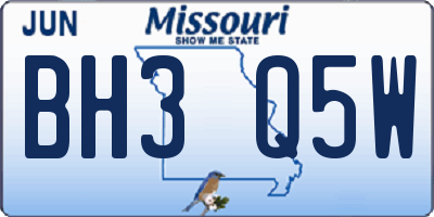 MO license plate BH3Q5W