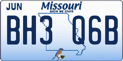 MO license plate BH3Q6B