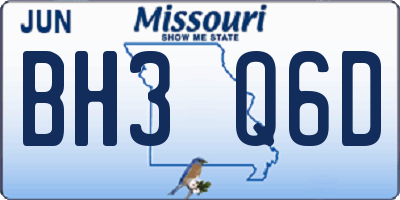 MO license plate BH3Q6D