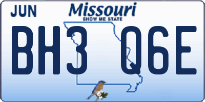 MO license plate BH3Q6E