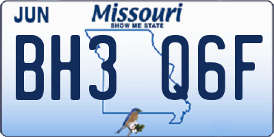 MO license plate BH3Q6F