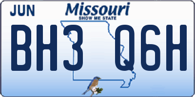 MO license plate BH3Q6H