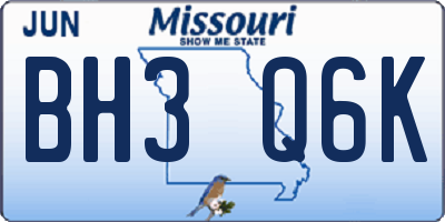 MO license plate BH3Q6K