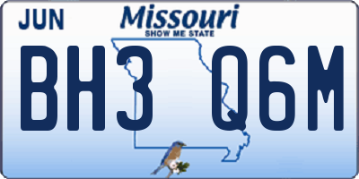 MO license plate BH3Q6M