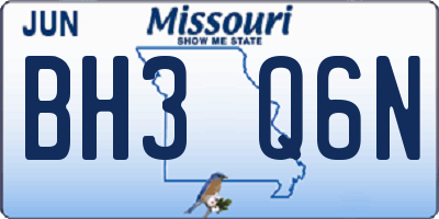 MO license plate BH3Q6N
