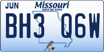 MO license plate BH3Q6W