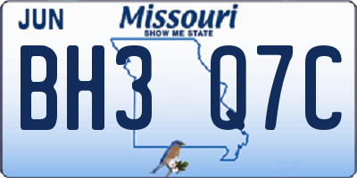 MO license plate BH3Q7C