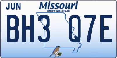 MO license plate BH3Q7E
