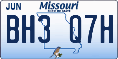 MO license plate BH3Q7H