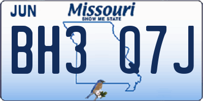 MO license plate BH3Q7J