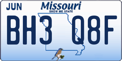 MO license plate BH3Q8F
