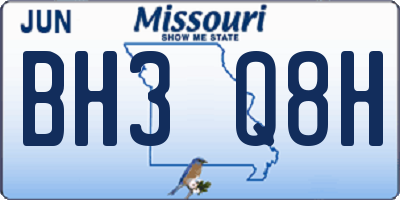 MO license plate BH3Q8H