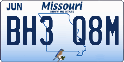 MO license plate BH3Q8M