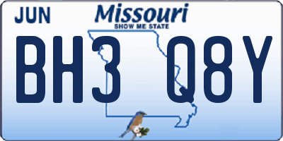 MO license plate BH3Q8Y
