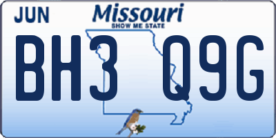 MO license plate BH3Q9G