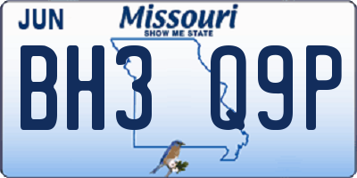 MO license plate BH3Q9P