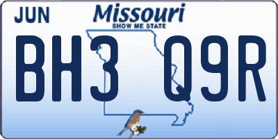 MO license plate BH3Q9R