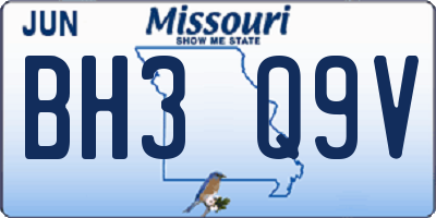 MO license plate BH3Q9V