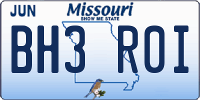 MO license plate BH3R0I