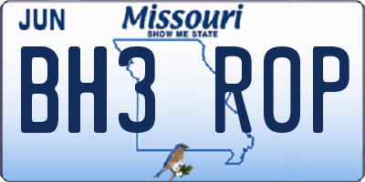 MO license plate BH3R0P