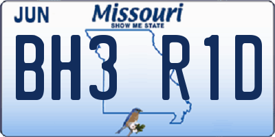 MO license plate BH3R1D