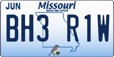 MO license plate BH3R1W