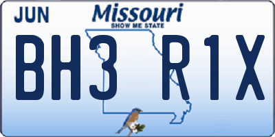 MO license plate BH3R1X