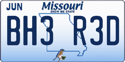 MO license plate BH3R3D