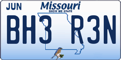 MO license plate BH3R3N