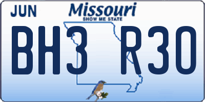 MO license plate BH3R3O