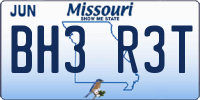MO license plate BH3R3T