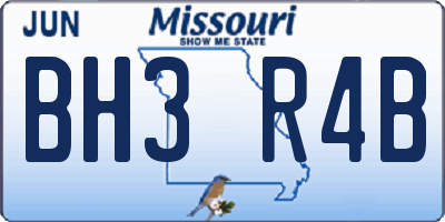 MO license plate BH3R4B