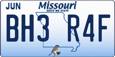 MO license plate BH3R4F