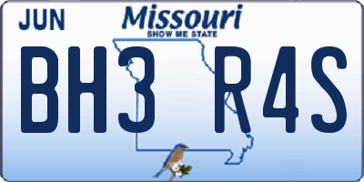 MO license plate BH3R4S