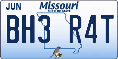 MO license plate BH3R4T