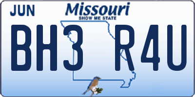 MO license plate BH3R4U