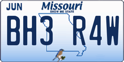 MO license plate BH3R4W