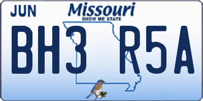 MO license plate BH3R5A