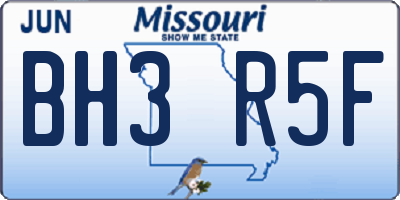 MO license plate BH3R5F