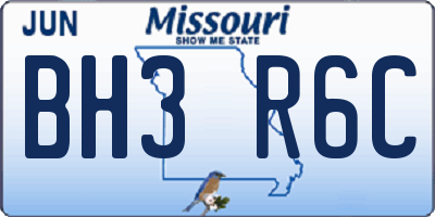 MO license plate BH3R6C