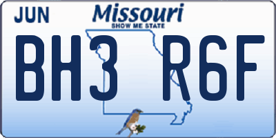 MO license plate BH3R6F