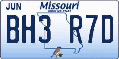 MO license plate BH3R7D