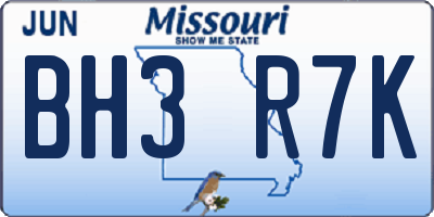 MO license plate BH3R7K