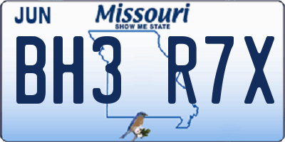 MO license plate BH3R7X