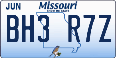 MO license plate BH3R7Z
