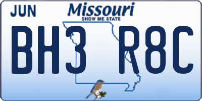 MO license plate BH3R8C