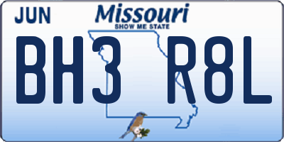 MO license plate BH3R8L