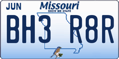 MO license plate BH3R8R